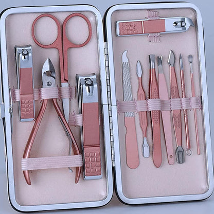 WSJQB Manicure Set Professional Nail Clippers Kit -18pcs Pedicure Strumenti per la Cura della Pedicure Acciaio Inossidabile Kit da toelettatura per Viaggi o casa