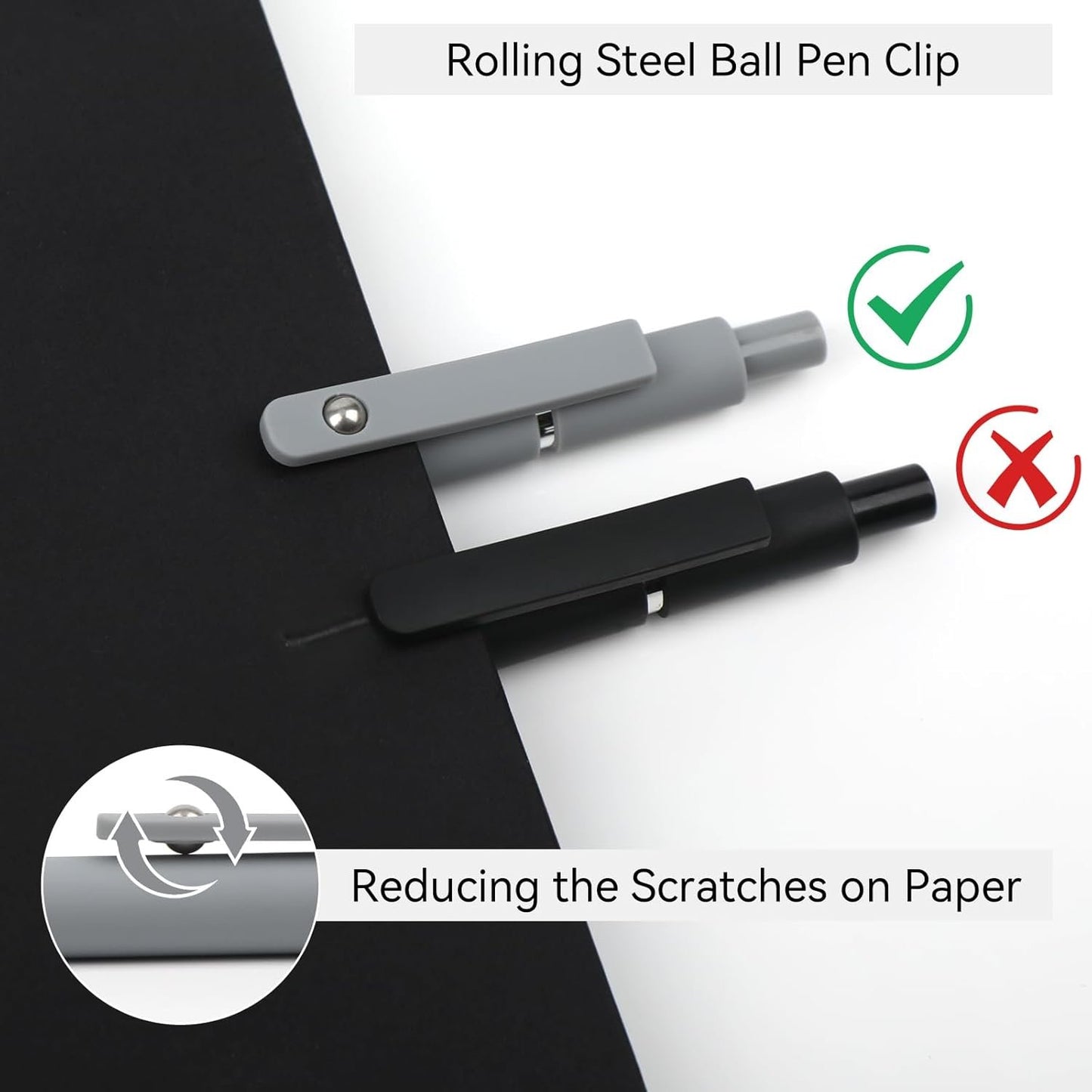 ZCOINS 6 Pcs 0.5mm Retractable Black Ink Gel Pens, Fine Point, Quick Dry, Smooth Writing, Japanese Rollerball Gel Pens for Journaling Nurse Office School Stationery Supplies Gifts