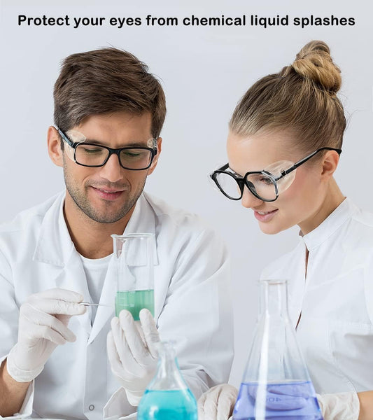 2Pairs Safety Glasses Side Shields - Eye Protection Clear Flexible Slip On Shield for Safety Glasses