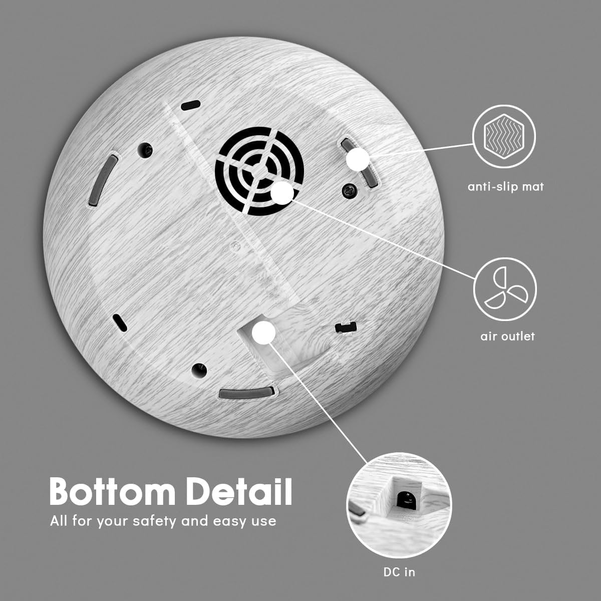 550ml Large Capacity Essential Oil Diffuser Aromatherapy Ultrasonic Diffusers Humidifier with Timer and 7 Color LED Night Light Setting Auto-Off Function White Wood Grain for Home Office Spa