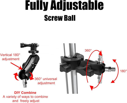 YIMINGYINUO 1'' Ball Mount with M6 x 1.0mm Threaded Post Ball Mounts Compatible with RAM Mounts B Size 1 Inch Portale Screw Ball Head for Bike, Motorcycle,ATV,Stroller,Camera,Rearview Mirror (Black-2)