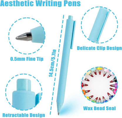 WATUNID 20Pcs Retractable Gel Pens, 15 Colors Gel Ink Pens with 100 Sheets Sticky Note, 0.5mm Fine Point Pure Colored Pens, Quick Dry Pen for Journaling, Note Taking, Cute Stationery Office Supplies