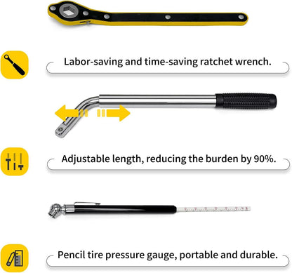 NUCHOICE 2 Ton Scissor Jack Tire Repair Kit – Heavy Duty Car Jack Set with Lug Wrench & Ratchet, Universal Emergency Tool Kit for Tire Changing – Fits Cars, SUVs, MPVs (4409 lbs Capacity)