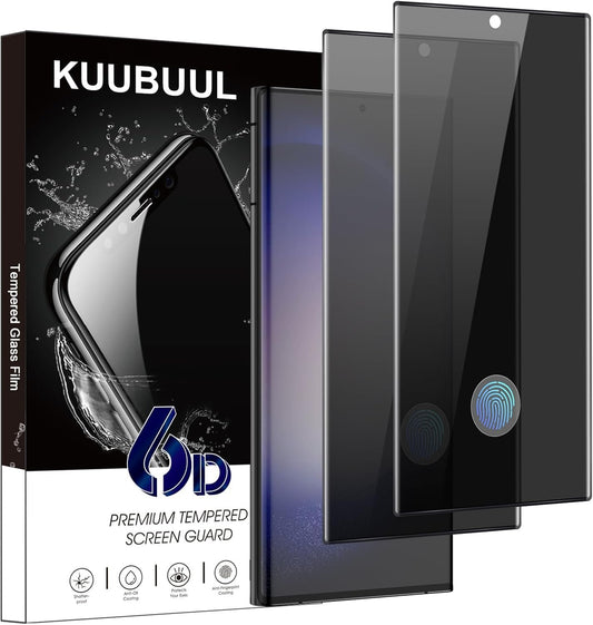 KUUBUUL Privacy Screen Protector for Samsung S23 Ultra, [2 Pack] Anti Spy Tempered Glass for Samsung Galaxy S23 Ultra [Support Fingerprint Unlock] [Easy Installation][9H Hardness][Bubble Free]