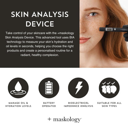 MASKOLOGY Skin Analyser | Skin Analysis Device | Facial Skin Hydration & Oil Analysis Test Pen | Digital Skin Detector Pen with LCD Display | Skin Care Device for Home