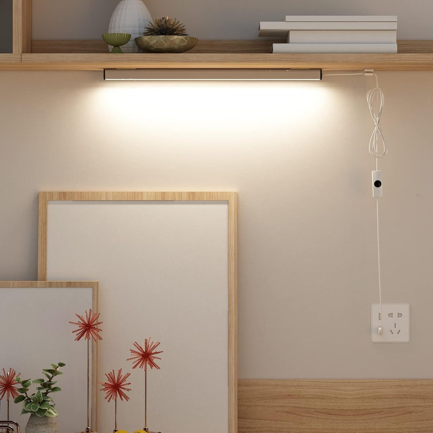 ASOKO Under Cabinet Led Lighting, 12 Inch Light Strip Bar,Daylight White 5000K Dimmable Plug in USB Light, Small Thin Led Under Counter Lighting for Kitchen/Room/Shelf/Desk/Display Case -2Pack
