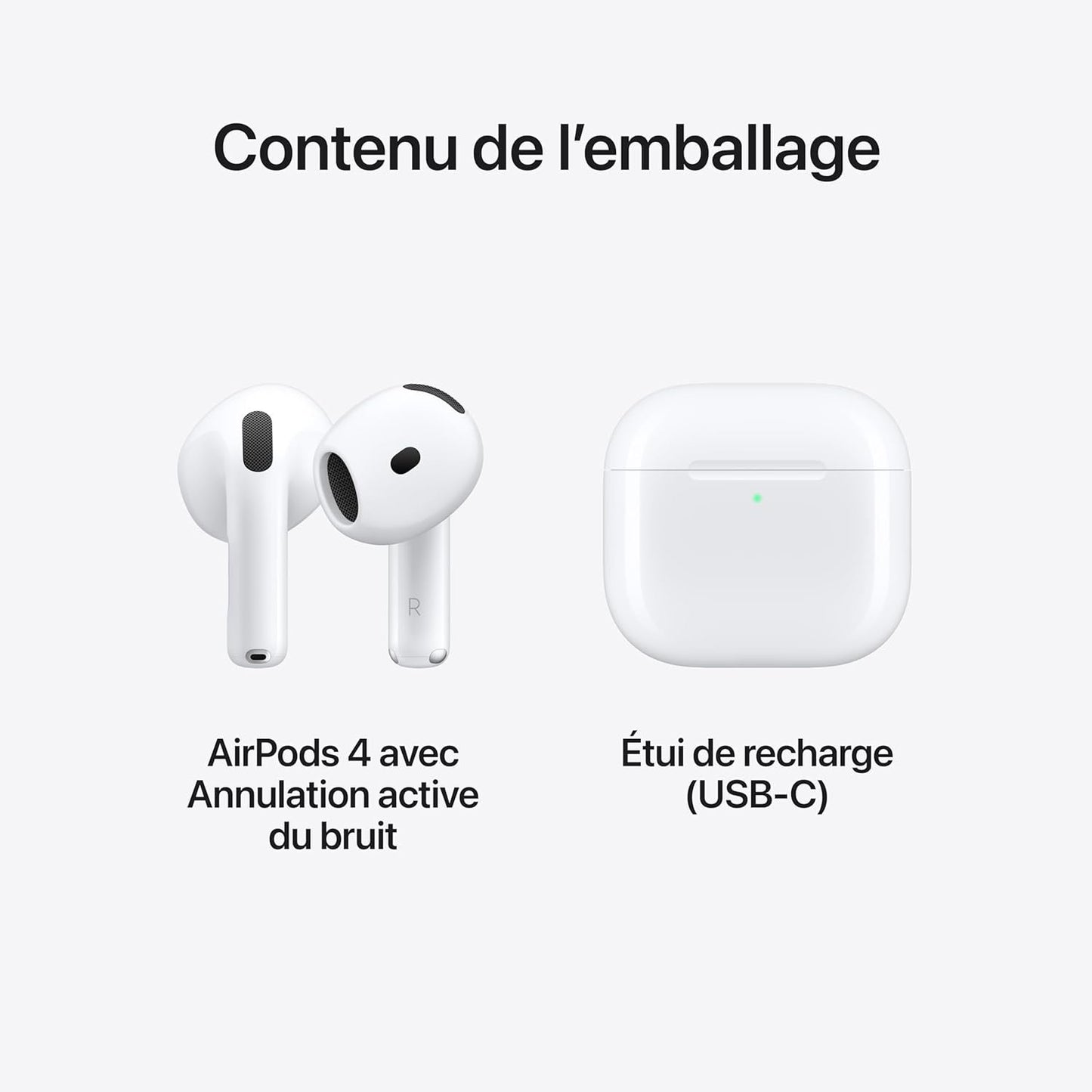 Apple AirPods 4 Wireless Earbuds, Bluetooth Headphones, with Active Noise Cancellation, Adaptive Audio, Transparency Mode, Personalized Spatial Audio, USB-C Charging Case, Wireless Charging, H2 Chip