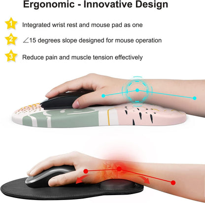 iCasso Mouse Pad with Wrist Support,Wrist Rest,Ergonomic Mouse Pad,Pain Relief Keyboard Wrist Rest, Comfortable Memory Foam Mousepad with Non-Slip PU Base Mouse Pads for Desk Computer Keyboard Home Office