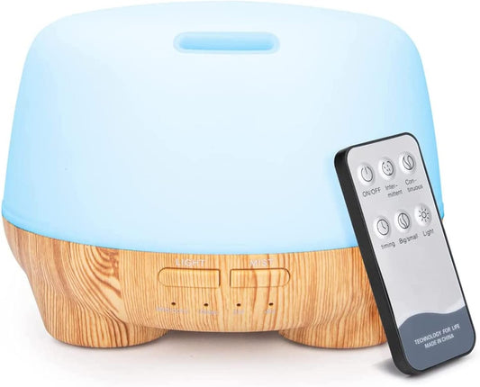 MARCHRED 500ML Aromatherapy Essential Oil Diffusers,Ultrasonic Cool Mist Aroma Diffuser Air Humidifier with Remote Control,7LED Light,4 Timer for Large Room, Home, Bedroom