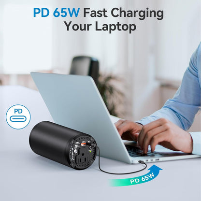 Portable Power Bank with 100W AC Outlet, 98Wh/27000mAh Laptop Portable Charger, 65W PD USB C Fast Charging, Power Station for Home Backup Power Camping Business Travel