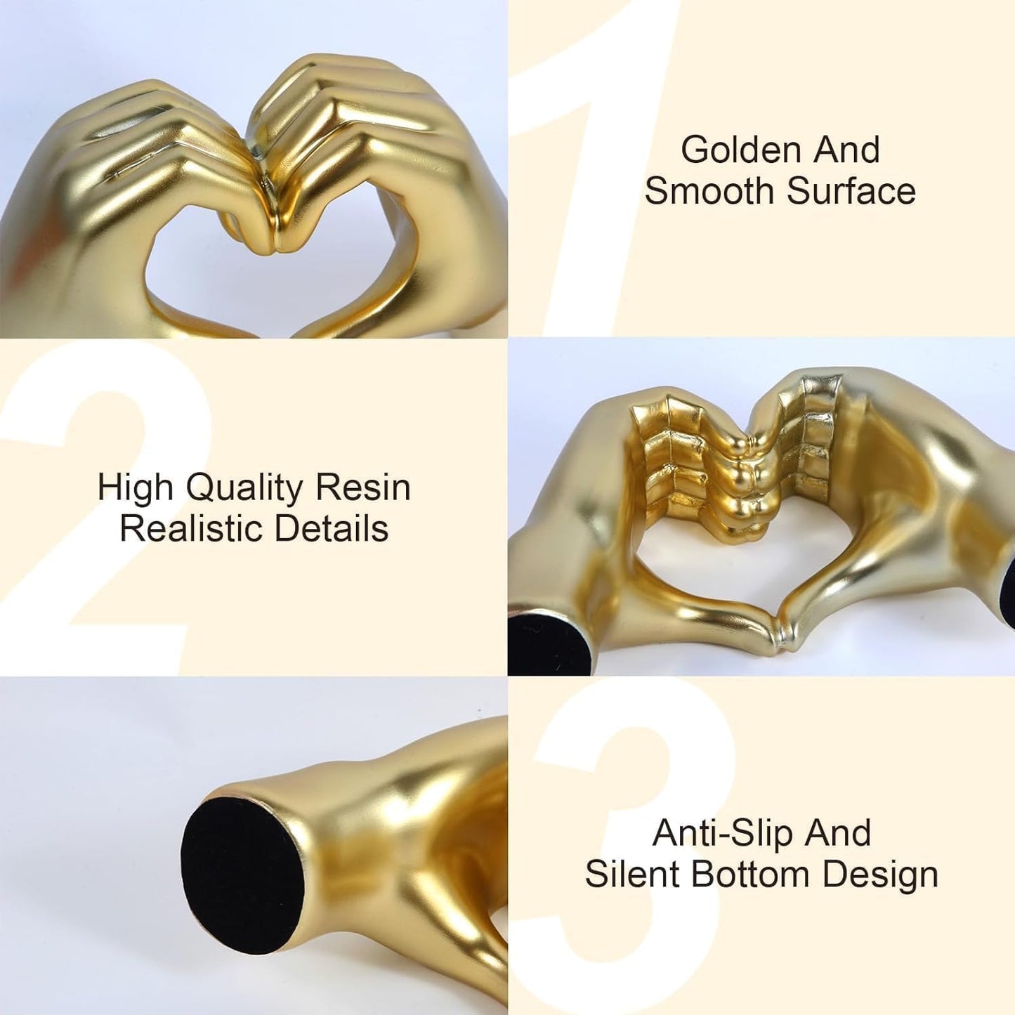 MCHERRY Heart Shape Hand Gesture Statues, Modern Art Sculpture Personalized Finger Home Decoration for Wedding Home Office Desktop Gifts