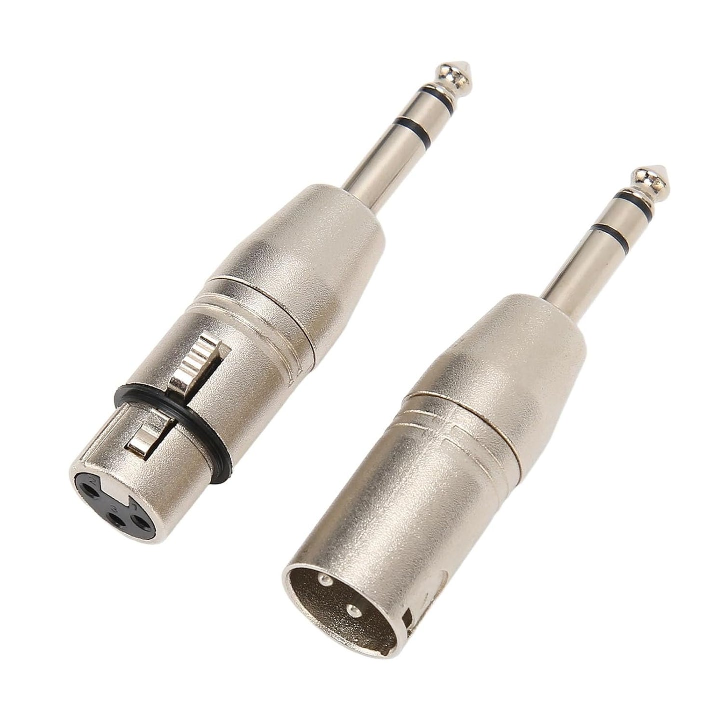 1/4 Inch TRS to XLR Adapter, 2Pcs 1 4 6.5mm Stereo Balanced Female Cables & Leads Male 3Pin and Sound Connector Quarter 6.35mm Microphone Cable for Mixers Microphones Amplifiers