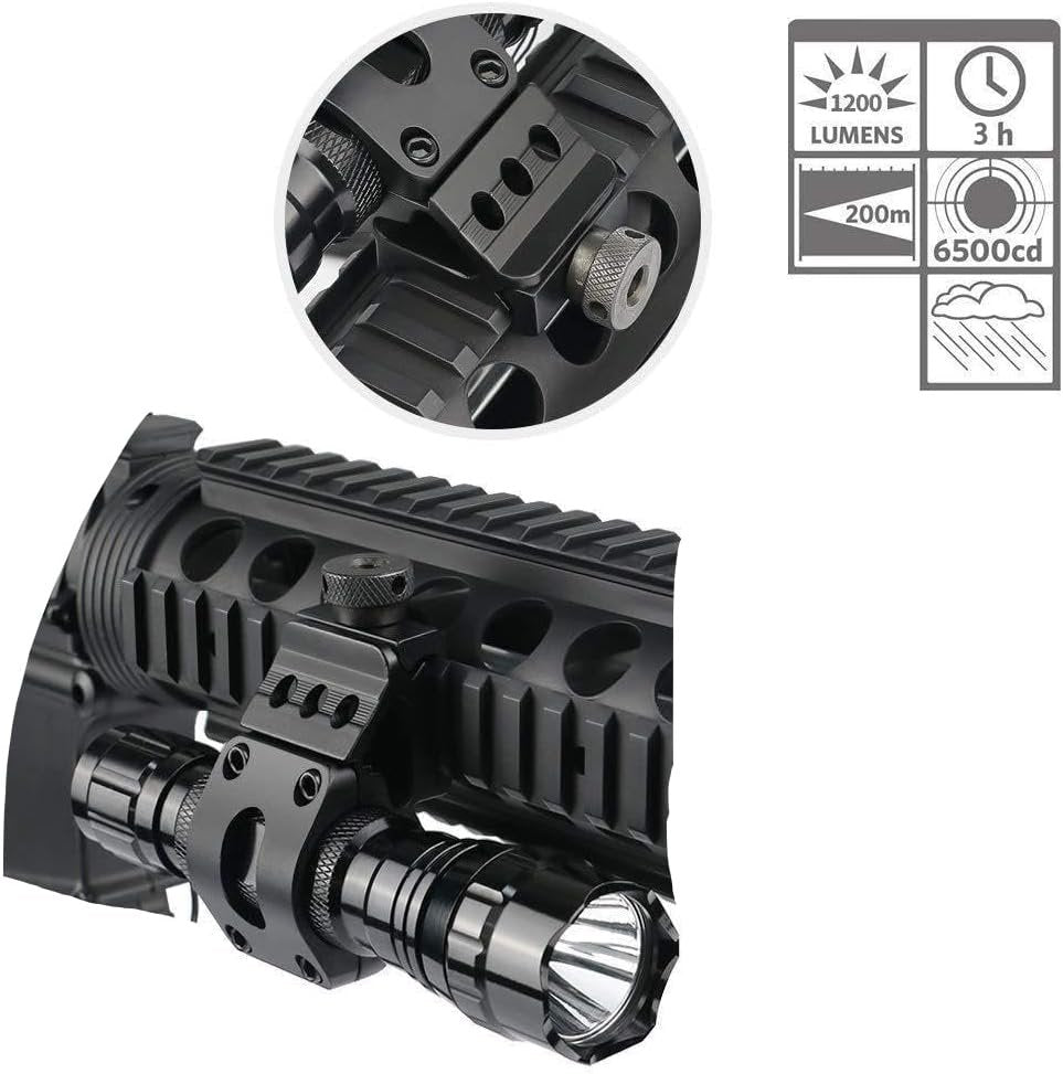 Tactical Flashlight LED 1200 Lumen Flash Light with Picatinny Rail Mount Charging Port Handheld Tactical Flashlights for Outdoor Hunting Shooting Camping