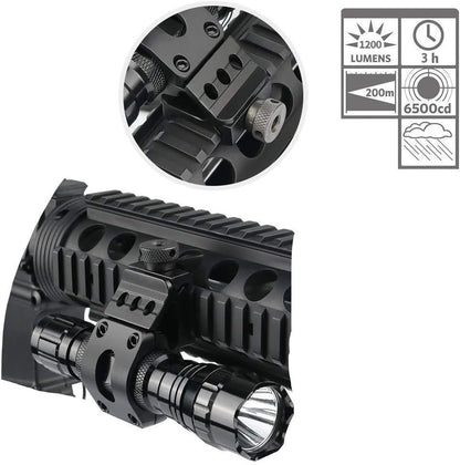 Tactical Flashlight LED 1200 Lumen Flash Light with Picatinny Rail Mount Charging Port Handheld Tactical Flashlights for Outdoor Hunting Shooting Camping