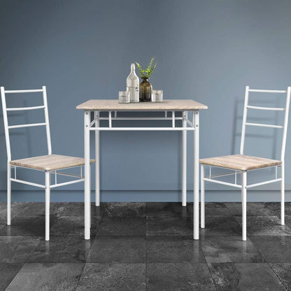 Artiss Dining Table and Chair Set of 3 Oak Tables Chairs Setting Desk Nursing Seats Reading Seating Home Living Room Bedroom Kitchen Cafe Furniture Particle Board Tabletop + 2pcs 43cm Height Seat