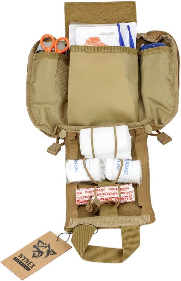 WYNEX First Aid EMT Bags, Tactical IFAK Medical Molle Pouch Military Utility Med Emergency EDC Pouches Outdoor Survival Kit Suit for Tactical Waist Belt Pack 1000 Nylon