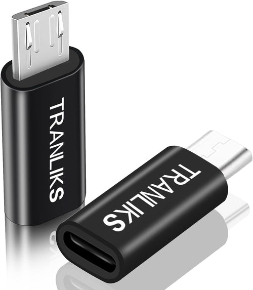 TRANLIKS Adapter Micro USB to Lightning, Compatible for Lightning Female to Micro USB Male Adapter Convert Connector Support Charge and Data Sync Compatible with Micro USB Devices(2 Pack Black)