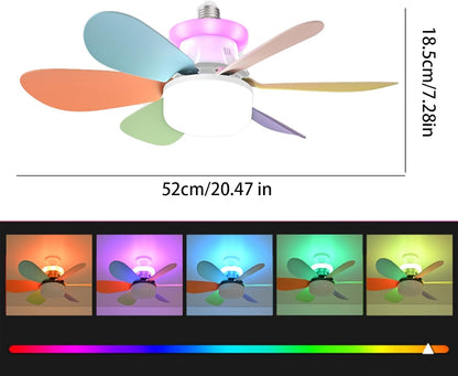 Generico Smart Ceiling Fans with Lights, Mute Rgb Dimmable Led Ceiling Light Fixture, 52x18.5cm, 3-Speed E27 Screw Mouth, Removable Lamp Design, for Kids' Room and Home Lighting