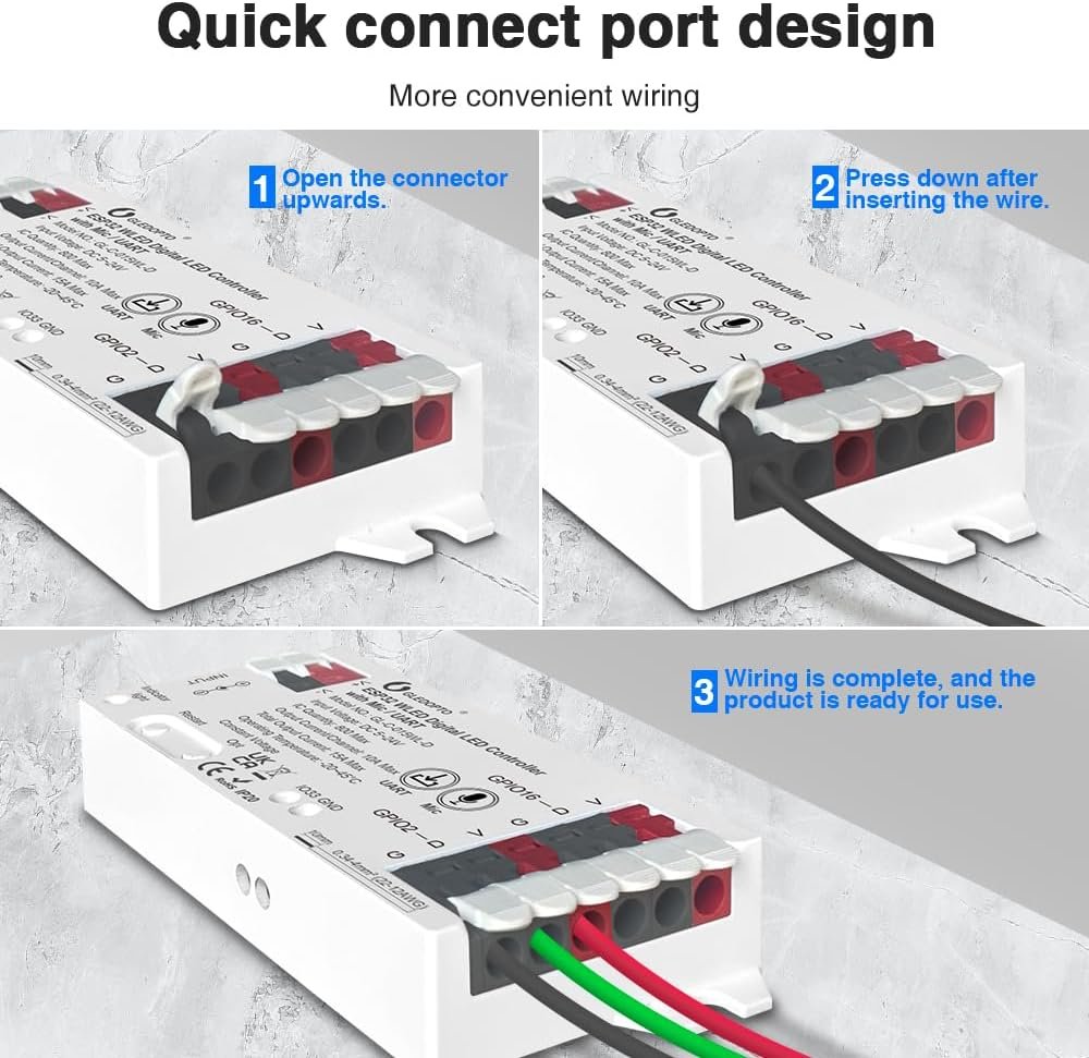 GLEDOPTO ESP32 WLED LED Strip Controller Mic UART Download Music Sound Dynamic Mode RGB IC DIY WiFi APP Control Easy Wiring for WS2811 WS2812 SK6812 TM1814 WS2813 WS2815 FCOB Addressable Strip Light