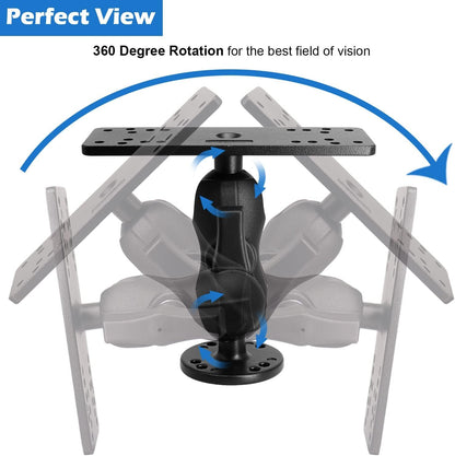 WINDFRD 1.5" Ball Short Arm Fish Finder Mount, Marine Electronic Mount, Universal Mounting Plate with 1.5 inches / 38mm / C Size Ball Adapters, Compatible with Garmin, Lowrance, Humminbird and More