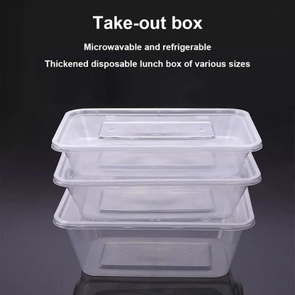 50 Sets Takeaway Containers With Lids, 650ml Microwave Safe Food Containers, Disposable Plastic BPA Free Packaging for Restaurants