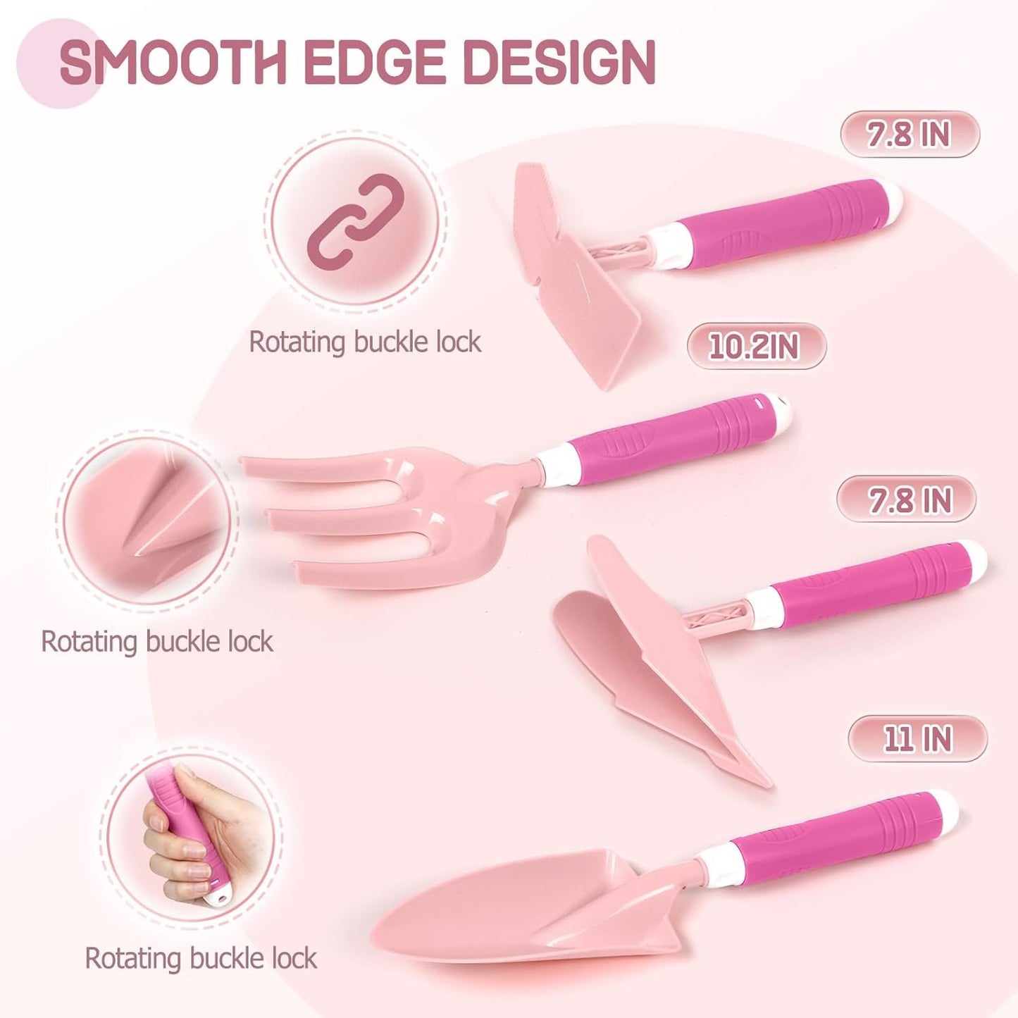 Qtioucp 16Pcs Kids Gardening Tools Set Backyard Play with Wheelbarrow, Apron, Watering Can and More Educational STEM Learning Pretend Toys Outdoor Indoor for Toddlers Kids Boys Girls (Pink)