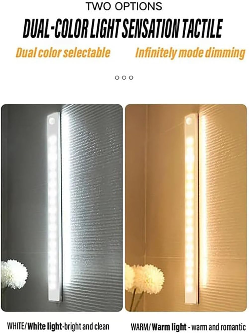 ZANWANXIN Punch-Free Smart Sensor Magnetic Rechargeable Led Lights, Undercounter LED Lights for Kitchen, Under Cabinet Bedroom Stair Lighting Wireless Indoor, Wireless Cabinet Lighting (White Light-2)