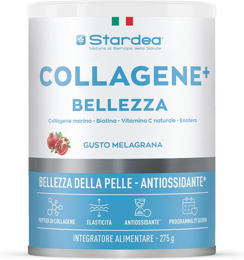 STARDEA Collagen + Beauty | Hydrolyzed Marine Collagen Type 1 with Hyaluronic Acid and Biotin | Hydration, Anti-ageing Skin Tone, Skin and Hair Flavour Pomegranate Powder 275 g