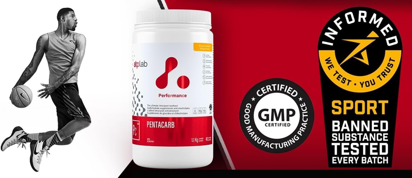 ATP LAB Pentacarb Electrolyte Powder 1.1kg 40 Servings - Mango Pineapple Flavor, Carbohydrate & Electrolyte Supplement for Energy & Endurance, Easy to Mix, Versatile Use for Athletes & Calorie Support