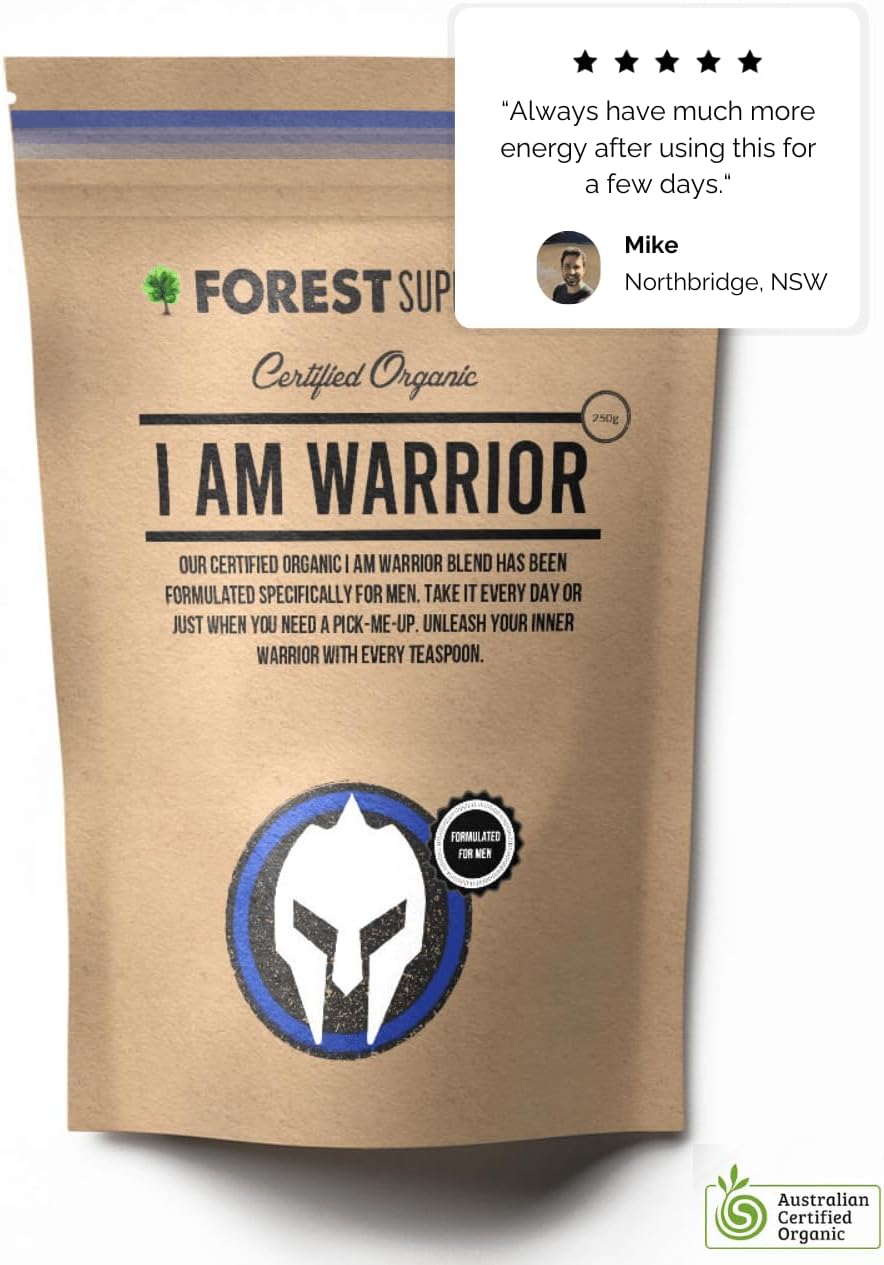 Certified Organic I Am Warrior Men’s Whole Food Blend 250g Powder | 7 incredible super foods