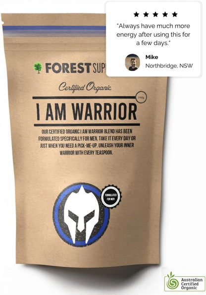 Certified Organic I Am Warrior Men’s Whole Food Blend 250g Powder | 7 incredible super foods