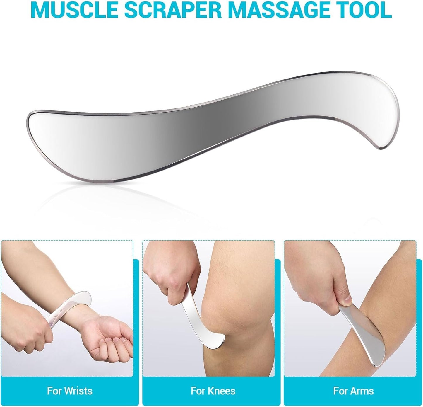 Gua Sha Facial Tool, 3 in 1 Stainless Steel Gua Sha Set, Scraping Massage Tool, Cupping Therapy Set Muscle Scraper for Arms, Back, Legs, Neck Reduce Soreness