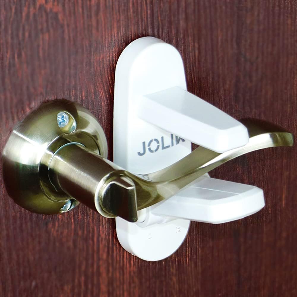Jolik Improved Childproof Door Lever Lock(3 Pack)& Handles Premium Bonding Adhesive - door handle child proof