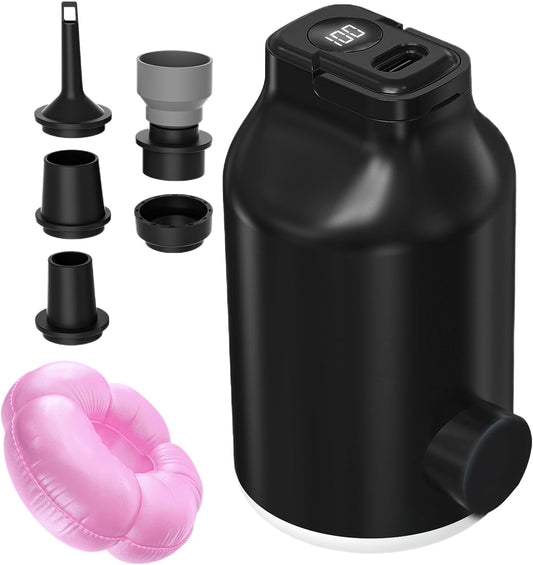 Air Pump, Electric LED Inflator, Portable Five-Nozzle Design, Compact Lightweight Build, Portable Blower for Sleeping Bags, Swimming Gear, Travel, Camping Use, 2.05x3.74 Inches
