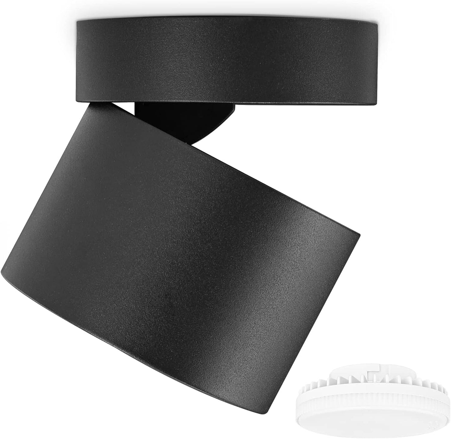 KYOTECH Adjustable LED Ceiling Spotlight Ø84 x 80 mm with Interchangeable 6 W GX53 LED Bulb Spot Light Black Ceiling Spotlights Warm White Light 3000 K 550 LM Ceiling Light