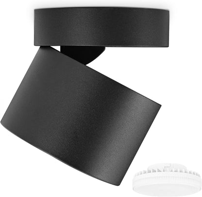 KYOTECH Adjustable LED Ceiling Spotlight Ø84 x 80 mm with Interchangeable 6 W GX53 LED Bulb Spot Light Black Ceiling Spotlights Warm White Light 3000 K 550 LM Ceiling Light