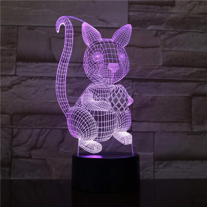 ZGSBT Lampada illusione 3D Luce notturna a LED Cat Animal Cambiare atmosfera Lampada 7 colori Usb Lampada da tavolo per la decorazione del partito Oggettistica per la casa per Regalo di compleanno