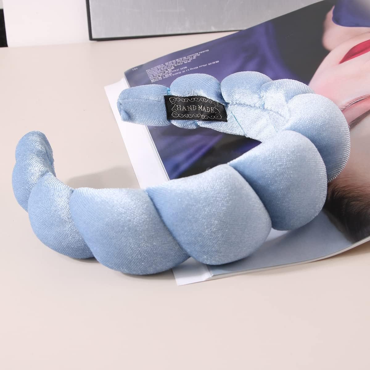 Spa Headbands for Women-Headband for Washing Face, Makeup, Skincare, Shower, Hair Accessories -Sponge & Velvet Fabric Headbandn (Blue)