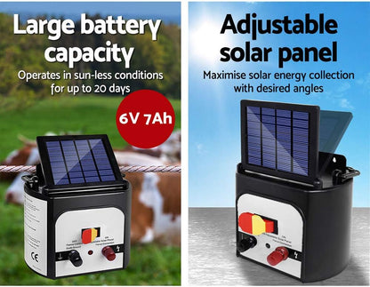 GIANTZ Fence Energiser 8Km Solar Energizer Charger, Fencing Equipment Farm Barrier Animals, 0.3J
