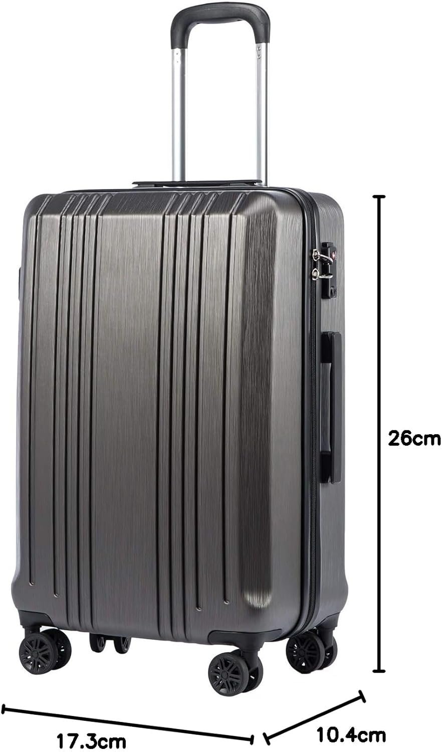Coolife Luggage Expandable(only 28") Suitcase PC+ABS with TSA Lock Spinner 20in24in28in (Grey, M(24in)