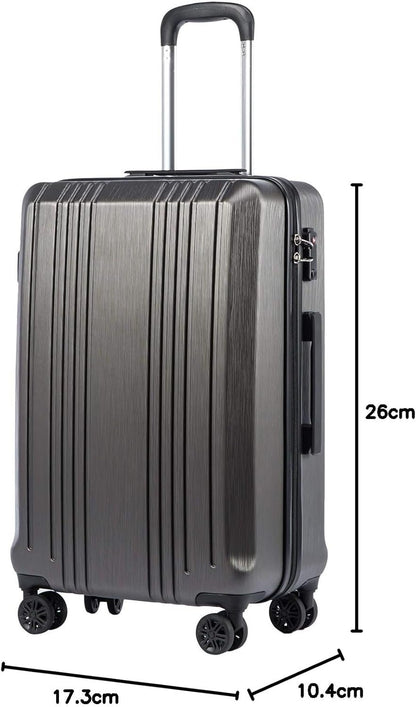 Coolife Luggage Expandable(only 28") Suitcase PC+ABS with TSA Lock Spinner 20in24in28in (Grey, M(24in)