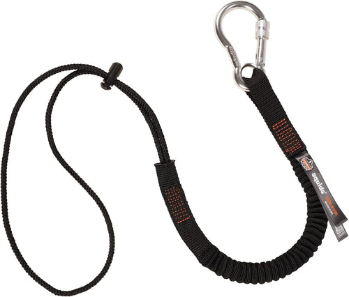 Ergodyne Squids 3105 Tool Lanyard with Aluminum Screw Lock Carabiner, Tool Weight Capacity 15lbs, Black