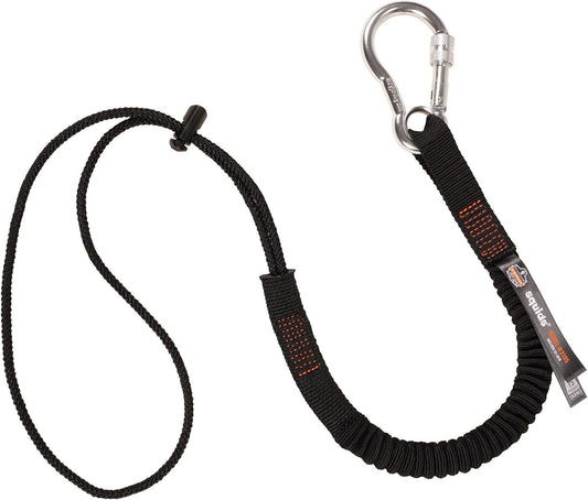 Ergodyne Squids 3105 Tool Lanyard with Aluminum Screw Lock Carabiner, Tool Weight Capacity 15lbs, Black
