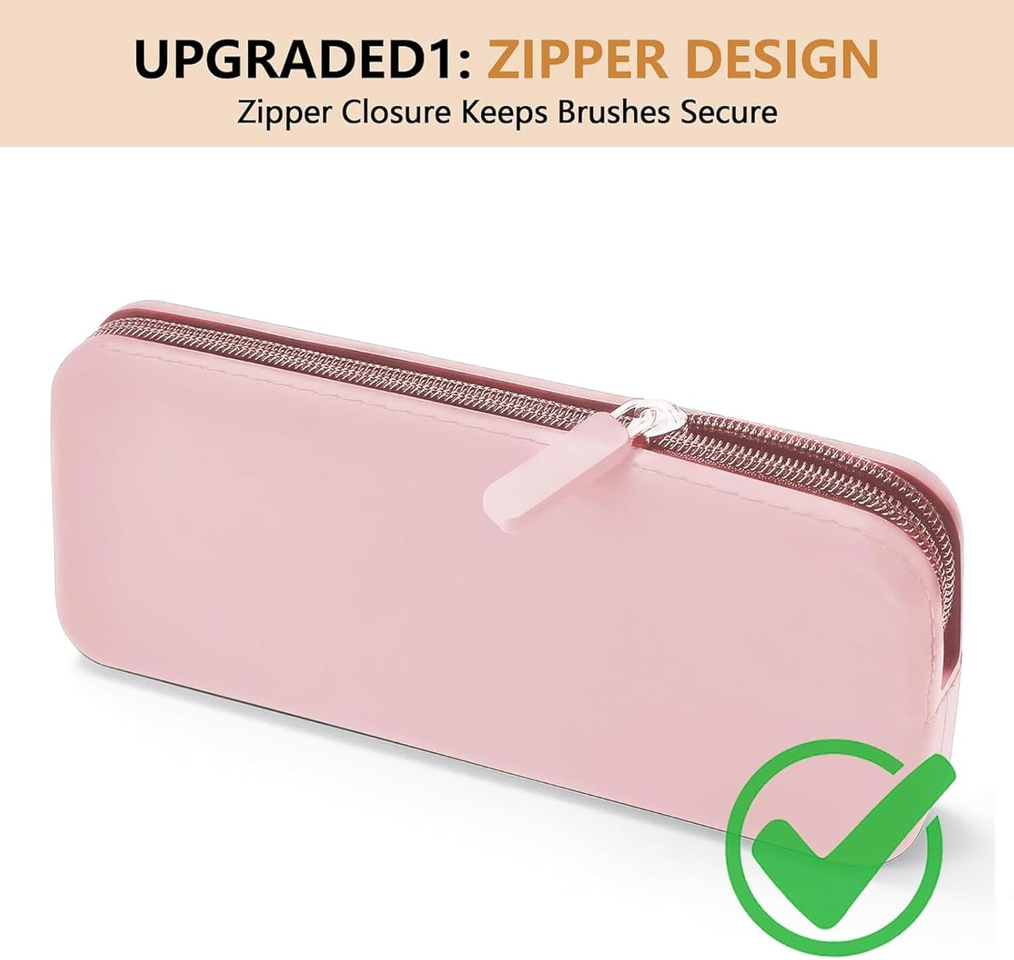 Travel Makeup Brush Holder, Silicone Bag to Protect Make up Accessories for Daily, Work or Gift (Pink)