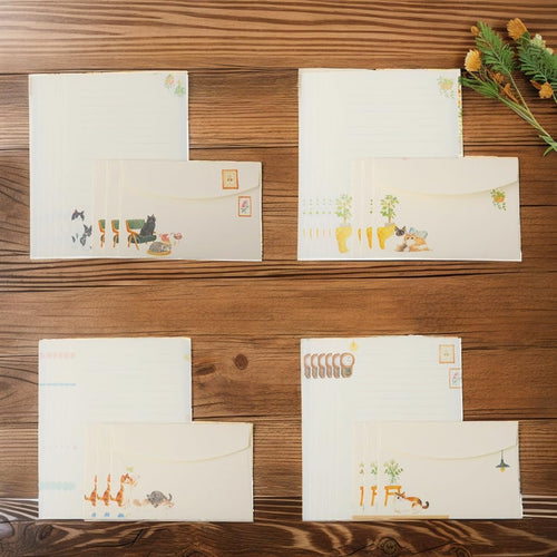72 Pieces Cute Cat Theme Writing Paper and Envelopes Stationery Set for Women Girls with 48 Lined Stationery Letter and 24 Envelops