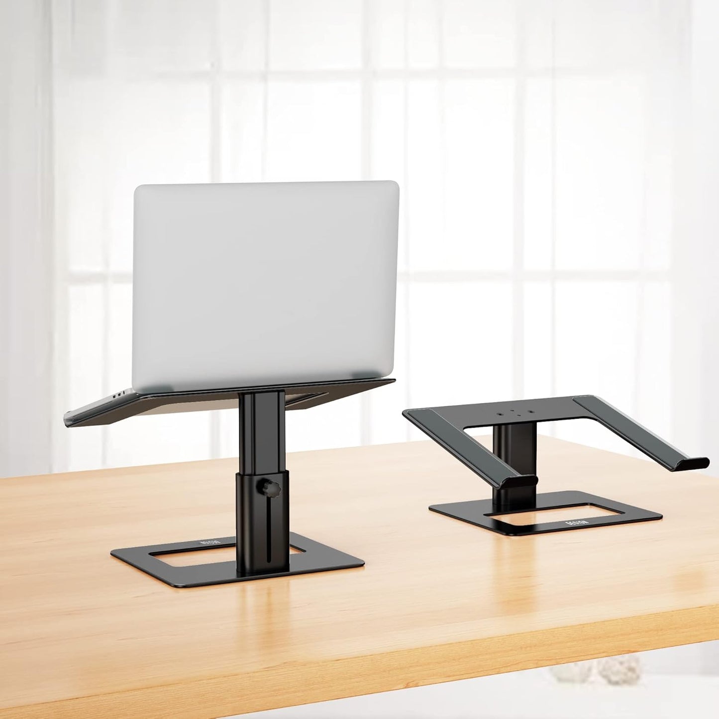 BESIGN Aluminum Laptop Stand, Ergonomic Adjustable Notebook Stand, Riser Holder Computer Stand Compatible with Air, Pro, Dell, HP, Lenovo More 10-15.6" Laptops (Black)