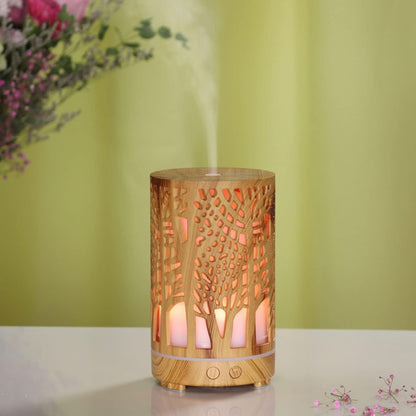 200ml Essential Oil Diffuser, Remote Control Wood Grain Air Aroma Diffuser, Fragrant Oil Humidifier Vaporizer with 7 LED Color Light for Home (US-Wooden)