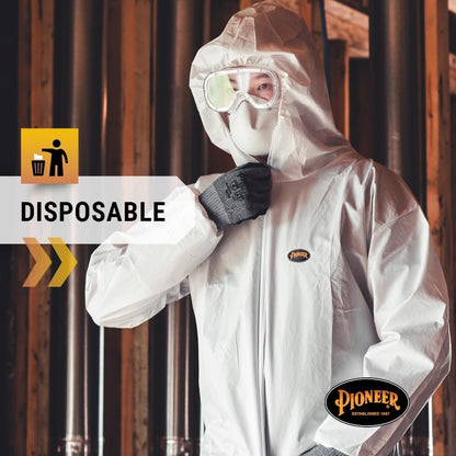 Pioneer Microporous Disposable Coveralls - Protects from Chemicals, Bleach, Paint - Breathable & Comfortable - Type 5 and 6
