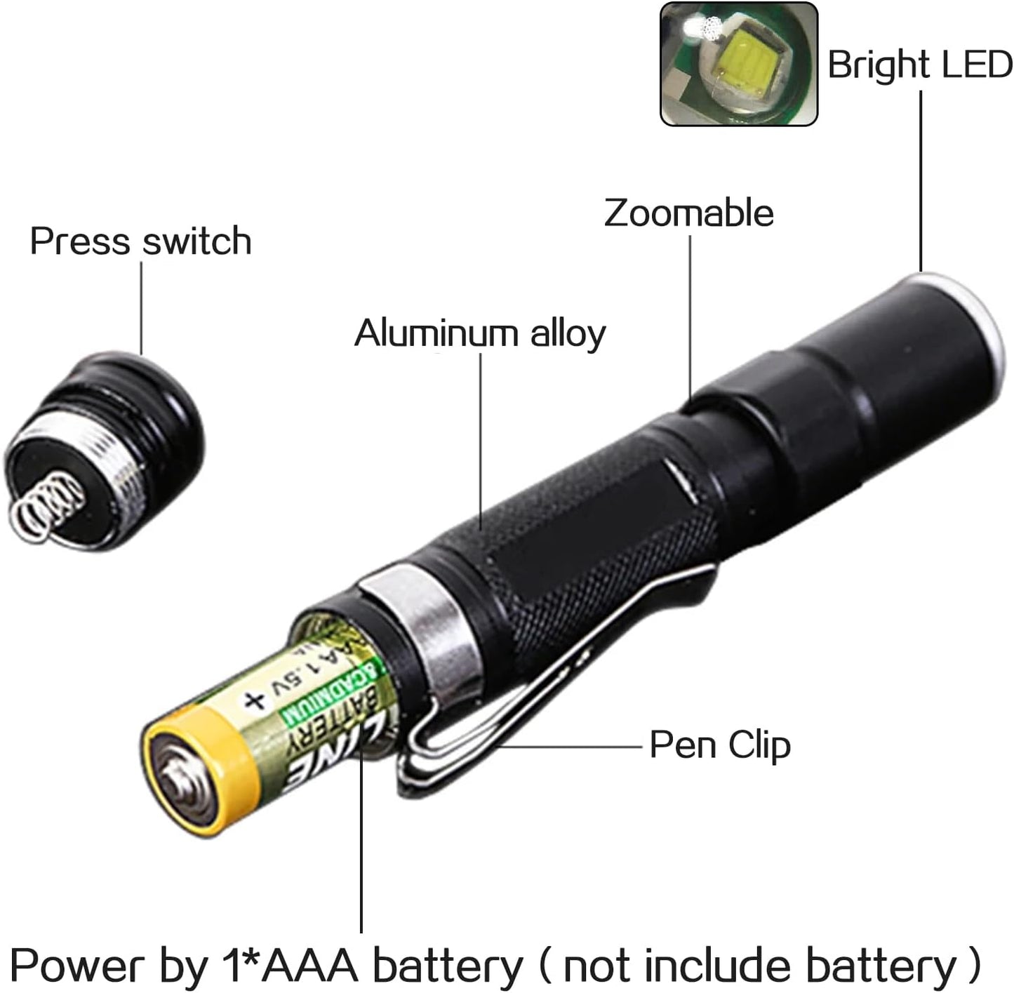 MODOAO Led Flashlights High Lumens, Multifunctional Telescopic Zoom Flash Light, Pocket Size Torch with High Light Mode, Mini Tactical Torch Light for Camping, Hiking, Fishing, Hunting