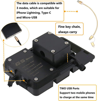 Shkalacar Phone Holder, Motorcycle Mount Navigation Bracket with USB for R1200GS LC&Adventure S1000XR R1200RS